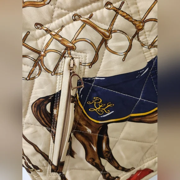 Lauren by Ralph Lauren Eqestrian Quilted Silk Reversable Vest Size P/M